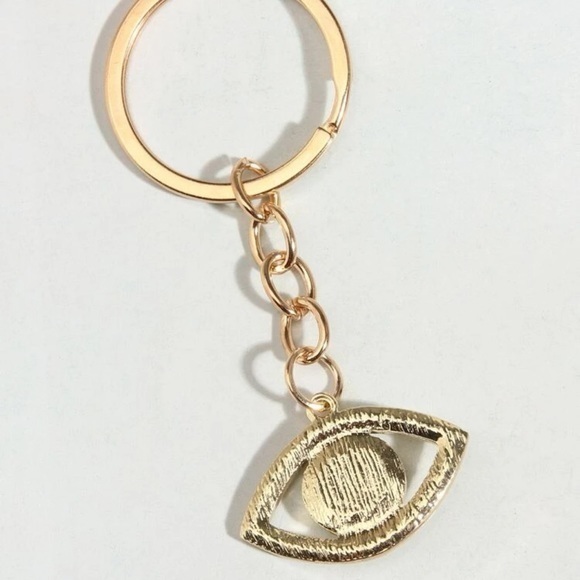 Rhinestone Golden Blue Evil Eye Charm Keychain Protection Lucky Good Vibes Gift - Picture 4 of 6